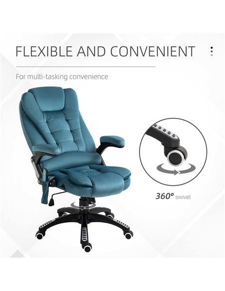 Vinsetto Massage Recliner Chair Heated Office Chair with Six Massage Points Velvet-Feel Fabric 360���� Swivel Wheels Blue - pic 8806 | FastDaddyshop