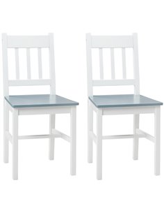 HOMCOM Wooden Dining Chairs Set of 2, Kitchen Chair with Slat Back, Pine Wood Structure for Living Room and Dining Room, White 8