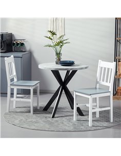 HOMCOM Wooden Dining Chairs Set of 2, Kitchen Chair with Slat Back, Pine Wood Structure for Living Room and Dining Room, White 8 2