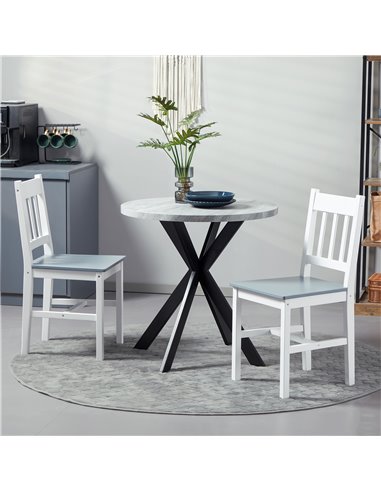 HOMCOM Wooden Dining Chairs Set of 2, Kitchen Chair with Slat Back, Pine Wood Structure for Living Room and Dining Room, White 8