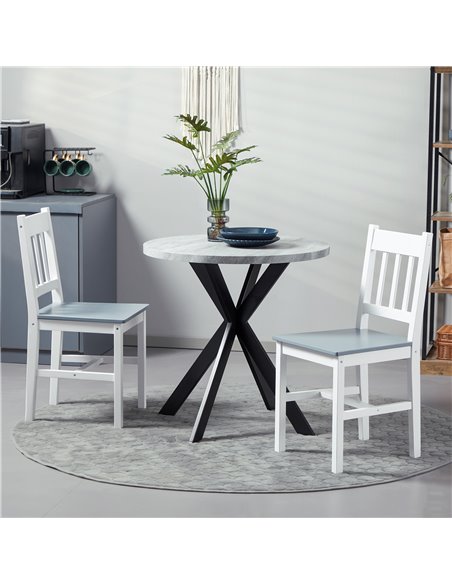 HOMCOM Wooden Dining Chairs Set of 2, Kitchen Chair with Slat Back, Pine Wood Structure for Living Room and Dining Room, White 8 - pic 88086 | FastDaddyshop