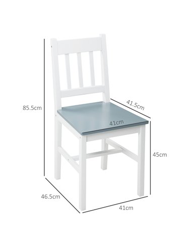HOMCOM Wooden Dining Chairs Set of 2, Kitchen Chair with Slat Back, Pine Wood Structure for Living Room and Dining Room, White 8