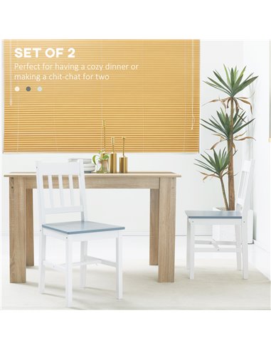 HOMCOM Wooden Dining Chairs Set of 2, Kitchen Chair with Slat Back, Pine Wood Structure for Living Room and Dining Room, White 8