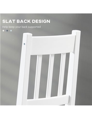 HOMCOM Wooden Dining Chairs Set of 2, Kitchen Chair with Slat Back, Pine Wood Structure for Living Room and Dining Room, White 8