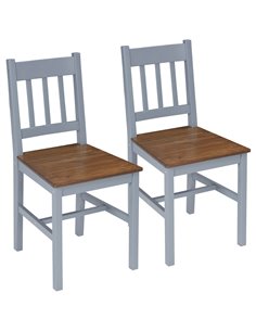 HOMCOM Dining Chairs Set of 2, Kitchen Chair with Slat Back, Pine Wood Structure for Living Room and Dining Room, Grey 835-910V0