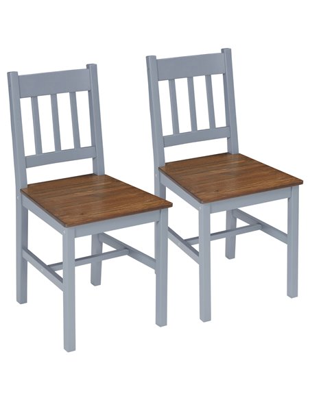 HOMCOM Dining Chairs Set of 2, Kitchen Chair with Slat Back, Pine Wood Structure for Living Room and Dining Room, Grey 835-910V0 - pic 88103 | FastDaddyshop