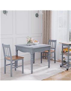 HOMCOM Dining Chairs Set of 2, Kitchen Chair with Slat Back, Pine Wood Structure for Living Room and Dining Room, Grey 835-910V0 2