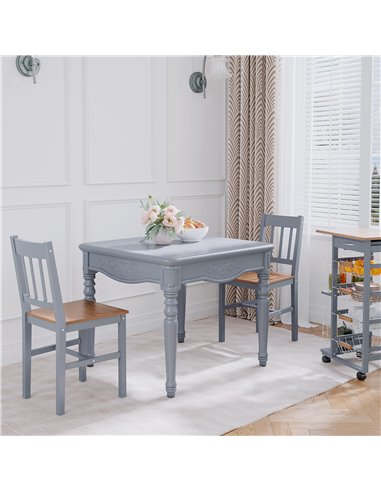 HOMCOM Dining Chairs Set of 2, Kitchen Chair with Slat Back, Pine Wood Structure for Living Room and Dining Room, Grey 835-910V0