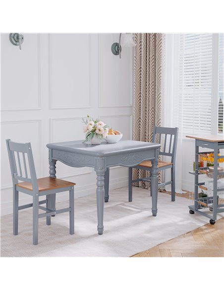 HOMCOM Dining Chairs Set of 2, Kitchen Chair with Slat Back, Pine Wood Structure for Living Room and Dining Room, Grey 835-910V0 - pic 88104 | FastDaddyshop