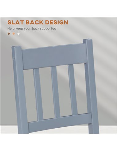HOMCOM Dining Chairs Set of 2, Kitchen Chair with Slat Back, Pine Wood Structure for Living Room and Dining Room, Grey 835-910V0