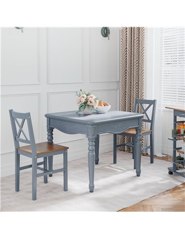 HOMCOM Dining Chairs Set of 2, Pine Wood Kitchen Chairs with Cross Back, Solid Structure for Living Room and Dining Room, Grey 8