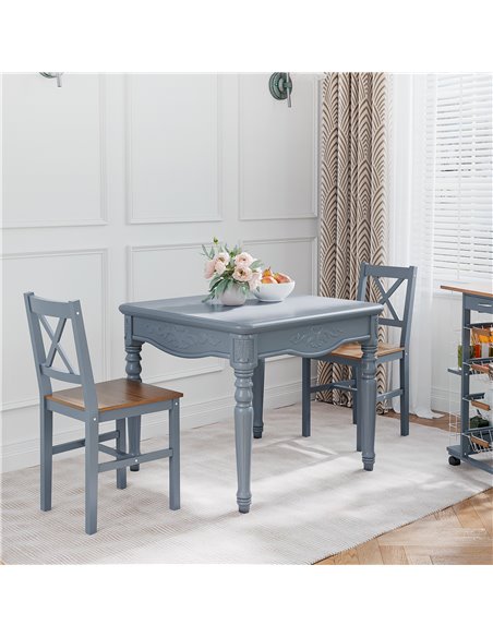 HOMCOM Dining Chairs Set of 2, Pine Wood Kitchen Chairs with Cross Back, Solid Structure for Living Room and Dining Room, Grey 8 - pic 88113 | FastDaddyshop