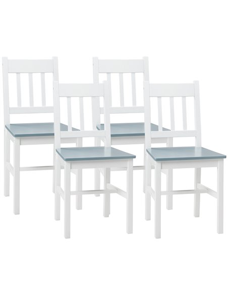HOMCOM Dining Chairs Set of 4, Kitchen Chair with Slat Back, Pine Wood Structure for Living Room and Dining Room, White 835-P091 - pic 88139 | FastDaddyshop