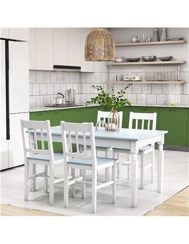 HOMCOM Dining Chairs Set of 4, Kitchen Chair with Slat Back, Pine Wood Structure for Living Room and Dining Room, White 835-P091