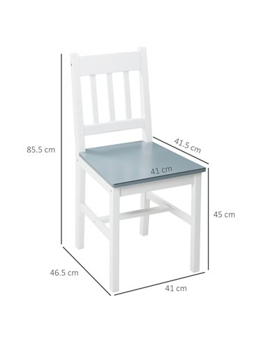 HOMCOM Dining Chairs Set of 4, Kitchen Chair with Slat Back, Pine Wood Structure for Living Room and Dining Room, White 835-P091