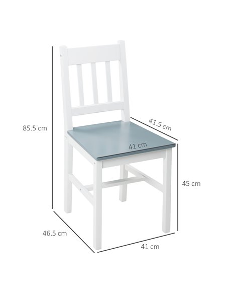 HOMCOM Dining Chairs Set of 4, Kitchen Chair with Slat Back, Pine Wood Structure for Living Room and Dining Room, White 835-P091 - pic 88141 | FastDaddyshop