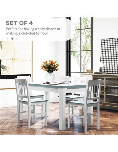 HOMCOM Dining Chairs Set of 4, Kitchen Chair with Slat Back, Pine Wood Structure for Living Room and Dining Room, White 835-P091