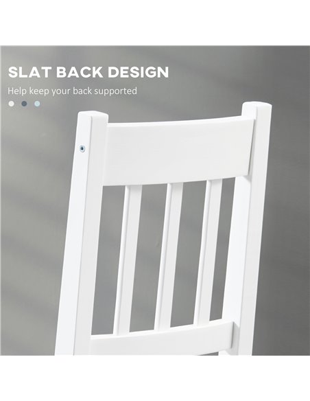 HOMCOM Dining Chairs Set of 4, Kitchen Chair with Slat Back, Pine Wood Structure for Living Room and Dining Room, White 835-P091 - pic 88143 | FastDaddyshop