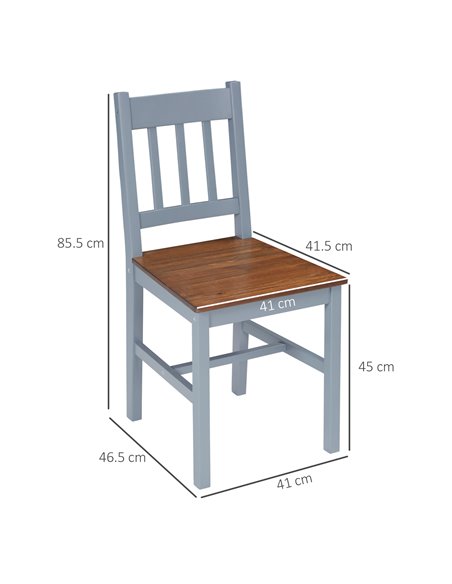 HOMCOM Dining Chairs Set of 4, Kitchen Chair with Slat Back, Pine Wood Structure for Living Room and Dining Room, Grey 835-P090 - pic 88150 | FastDaddyshop