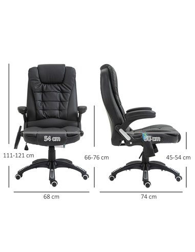 HOMCOM Executive Office Chair with Massage and Heat, High Back PU Leather Massage Office Chair With Tilt and Reclining Function,