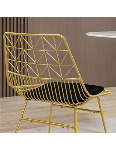 HOMCOM Luxurious Dining Chairs Set of 2, Metal Wire Kitchen Chair with Removable Velvet-feel Cushion, Cut-out Back and Steel Fra - pic 88183 | FastDaddyshop