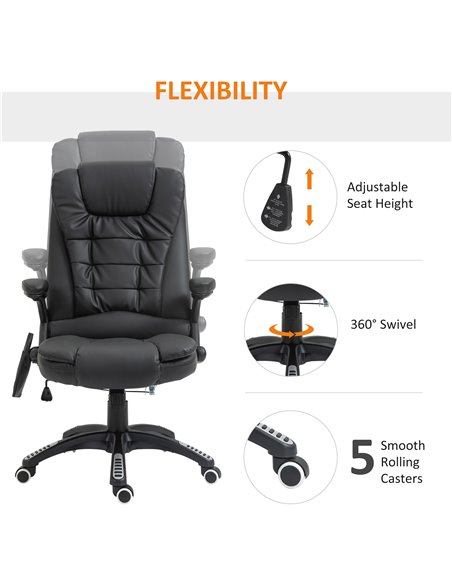 HOMCOM Executive Office Chair with Massage and Heat, High Back PU Leather Massage Office Chair With Tilt and Reclining Function, - pic 8819 | FastDaddyshop