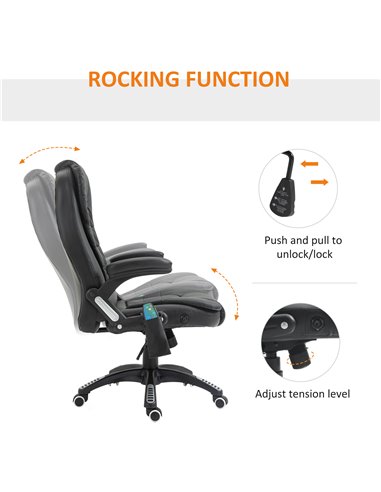 HOMCOM Executive Office Chair with Massage and Heat, High Back PU Leather Massage Office Chair With Tilt and Reclining Function,