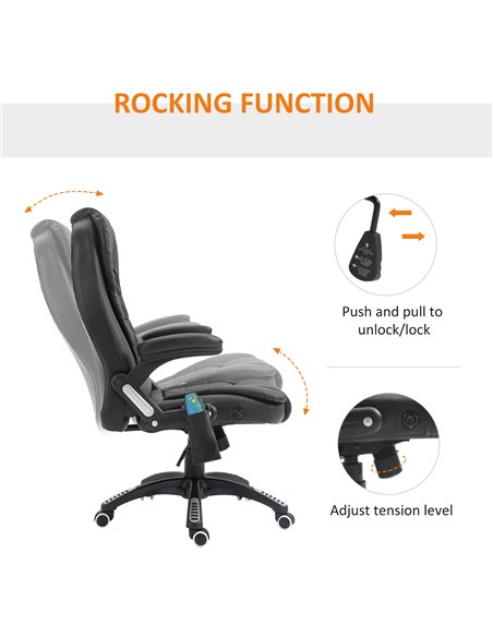 HOMCOM Executive Office Chair with Massage and Heat, High Back PU Leather Massage Office Chair With Tilt and Reclining Function, - pic 8820 | FastDaddyshop