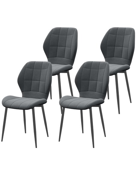 HOMCOM Set of Four Flannel Relaxed Tub Dining Chairs - Dark Grey 83A-135V70CG - pic 88202 | FastDaddyshop
