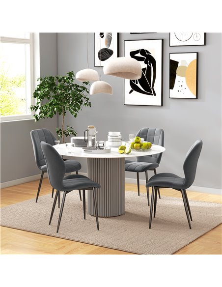 HOMCOM Set of Four Flannel Relaxed Tub Dining Chairs - Dark Grey 83A-135V70CG - pic 88203 | FastDaddyshop