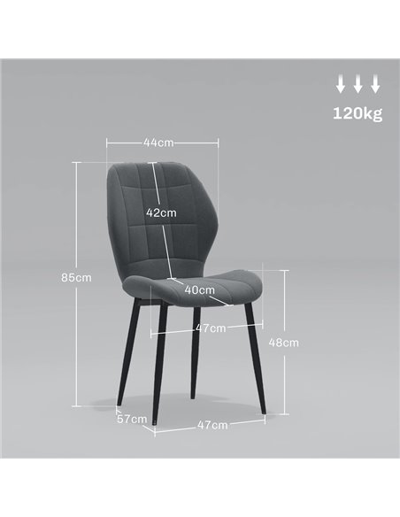 HOMCOM Set of Four Flannel Relaxed Tub Dining Chairs - Dark Grey 83A-135V70CG - pic 88204 | FastDaddyshop