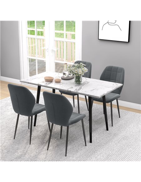 HOMCOM Set of Four Flannel Relaxed Tub Dining Chairs - Dark Grey 83A-135V70CG - pic 88205 | FastDaddyshop