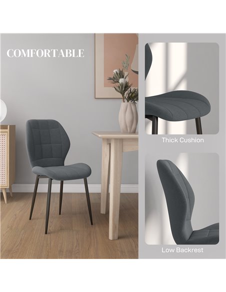 HOMCOM Set of Four Flannel Relaxed Tub Dining Chairs - Dark Grey 83A-135V70CG - pic 88206 | FastDaddyshop