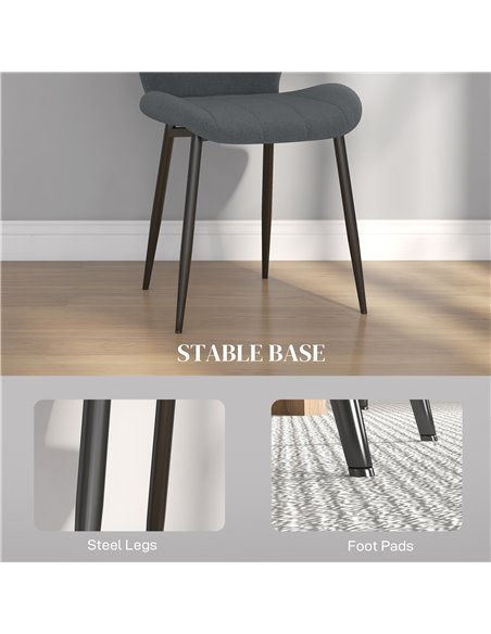 HOMCOM Set of Four Flannel Relaxed Tub Dining Chairs - Dark Grey 83A-135V70CG - pic 88207 | FastDaddyshop