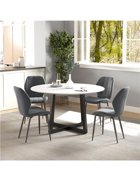 HOMCOM Set of Four Flannel Relaxed Tub Dining Chairs - Dark Grey 83A-135V70CG - pic 88208 | FastDaddyshop