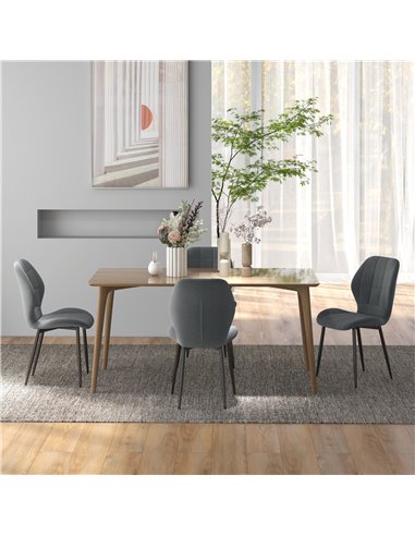 HOMCOM Set of Four Flannel Relaxed Tub Dining Chairs - Dark Grey 83A-135V70CG