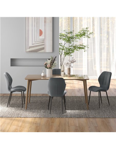 HOMCOM Set of Four Flannel Relaxed Tub Dining Chairs - Dark Grey 83A-135V70CG - pic 88209 | FastDaddyshop