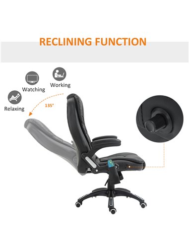 HOMCOM Executive Office Chair with Massage and Heat, High Back PU Leather Massage Office Chair With Tilt and Reclining Function,