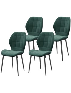 HOMCOM Set of Four Flannel Relaxed Tub Dining Chairs - Green 83A-135V70DG