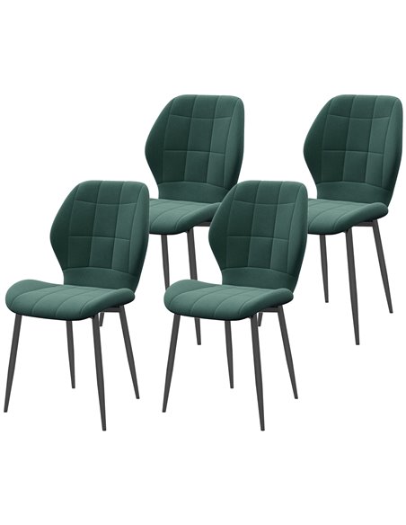 HOMCOM Set of Four Flannel Relaxed Tub Dining Chairs - Green 83A-135V70DG - pic 88211 | FastDaddyshop