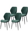 HOMCOM Set of Four Flannel Relaxed Tub Dining Chairs - Green 83A-135V70DG
