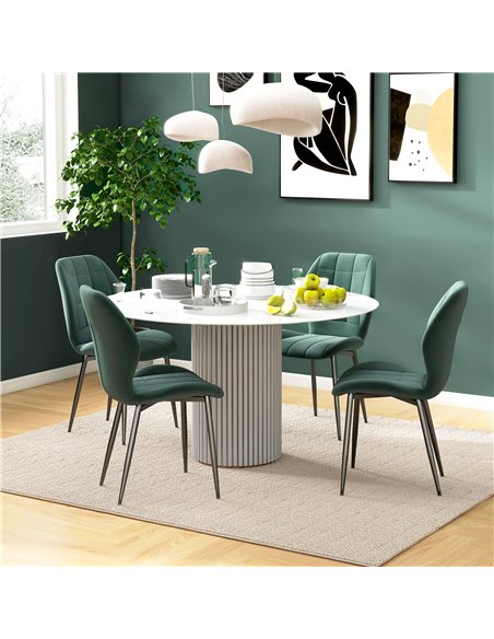 HOMCOM Set of Four Flannel Relaxed Tub Dining Chairs - Green 83A-135V70DG - pic 88212 | FastDaddyshop