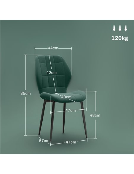 HOMCOM Set of Four Flannel Relaxed Tub Dining Chairs - Green 83A-135V70DG - pic 88213 | FastDaddyshop