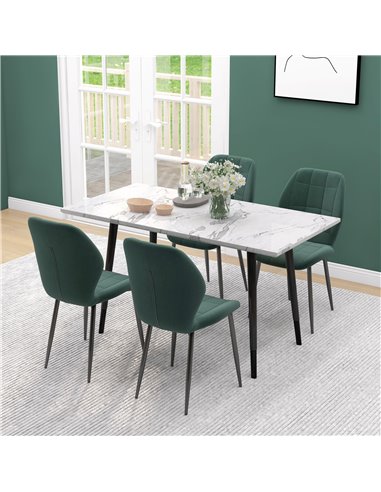 HOMCOM Set of Four Flannel Relaxed Tub Dining Chairs - Green 83A-135V70DG