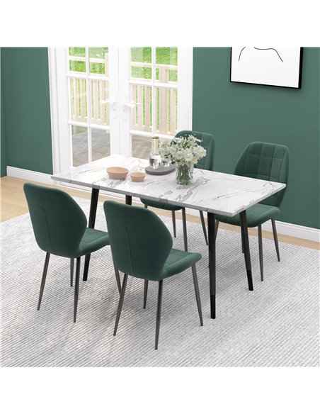 HOMCOM Set of Four Flannel Relaxed Tub Dining Chairs - Green 83A-135V70DG - pic 88214 | FastDaddyshop