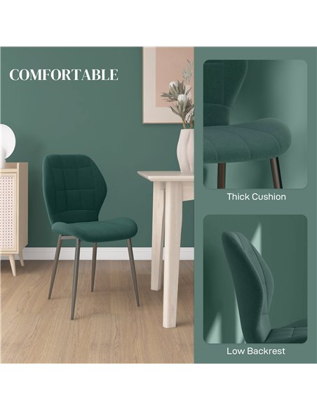 HOMCOM Set of Four Flannel Relaxed Tub Dining Chairs - Green 83A-135V70DG - pic 88215 | FastDaddyshop
