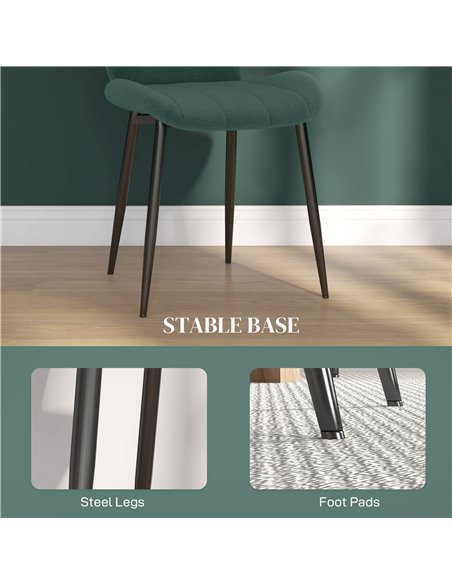 HOMCOM Set of Four Flannel Relaxed Tub Dining Chairs - Green 83A-135V70DG - pic 88216 | FastDaddyshop