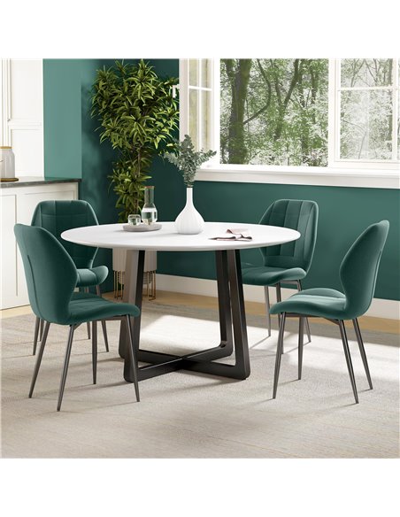 HOMCOM Set of Four Flannel Relaxed Tub Dining Chairs - Green 83A-135V70DG - pic 88217 | FastDaddyshop