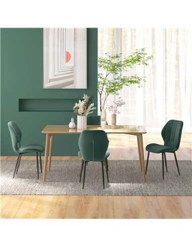 HOMCOM Set of Four Flannel Relaxed Tub Dining Chairs - Green 83A-135V70DG