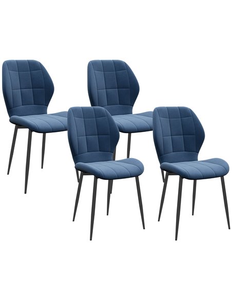 HOMCOM Set of Four Flannel Relaxed Tub Dining Chairs - Dark Blue 83A-135V70DB - pic 88220 | FastDaddyshop